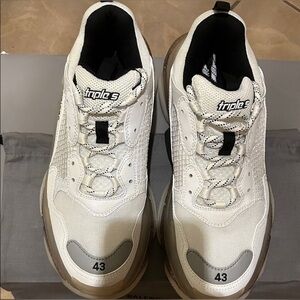 Balenciaga Triple S Cream and Gray Sneakers